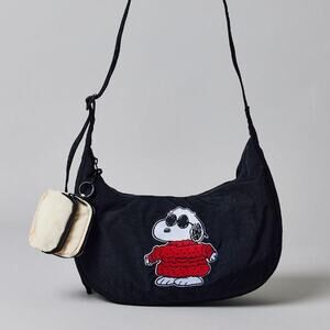 baggu uo exclusive joe warm embroidered medium  nylon crescent bag